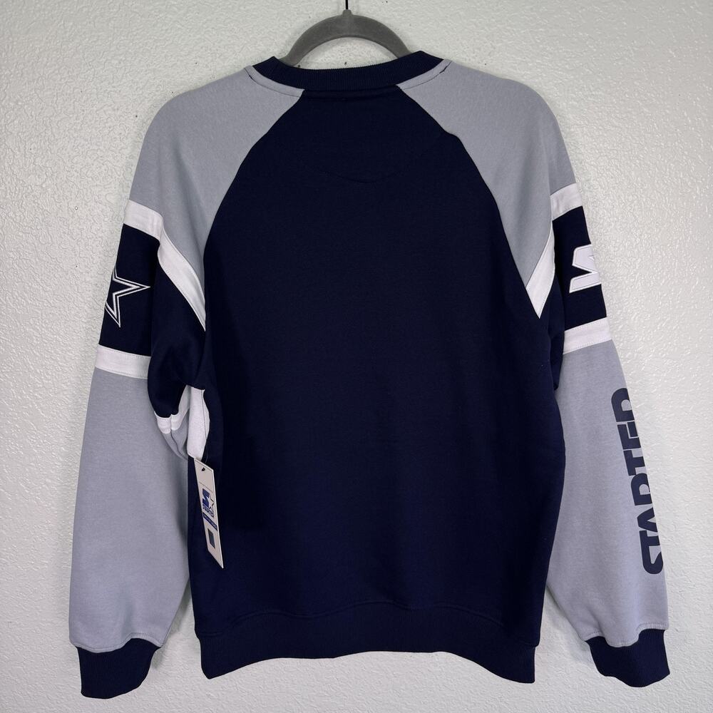 Dallas Cowboys Sweater Men Small Starter NFL Crewneck Fleece Pullover Sweatshirt - Picture 2 of 12